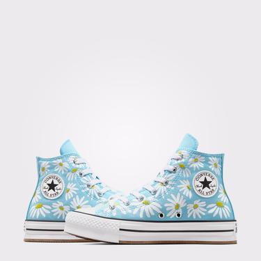  Converse Chuck Taylor All Star Lift Platform Floral Çocuk Mavi Sneaker