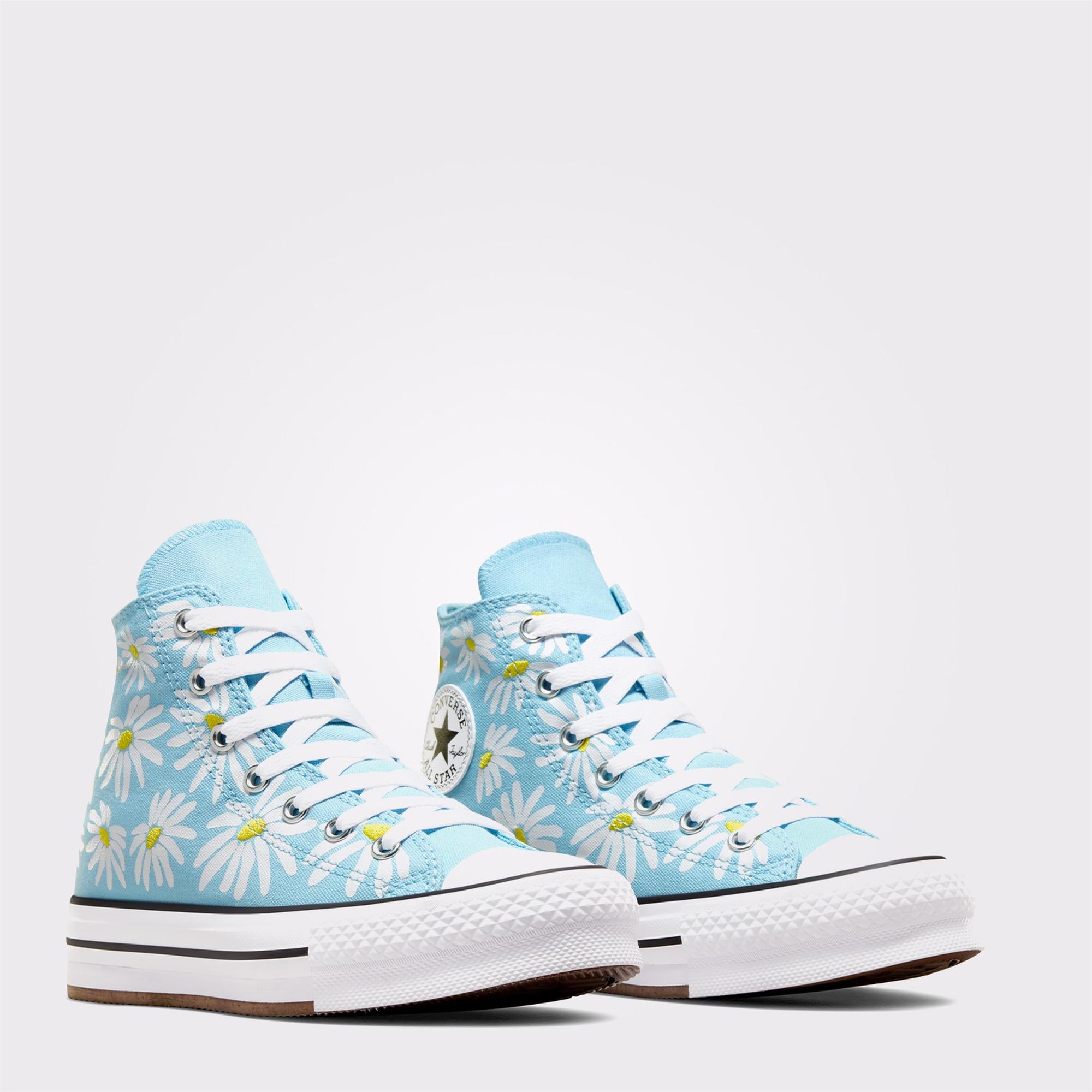 Converse Chuck Taylor All Star Lift Platform Floral Çocuk Mavi Sneaker
