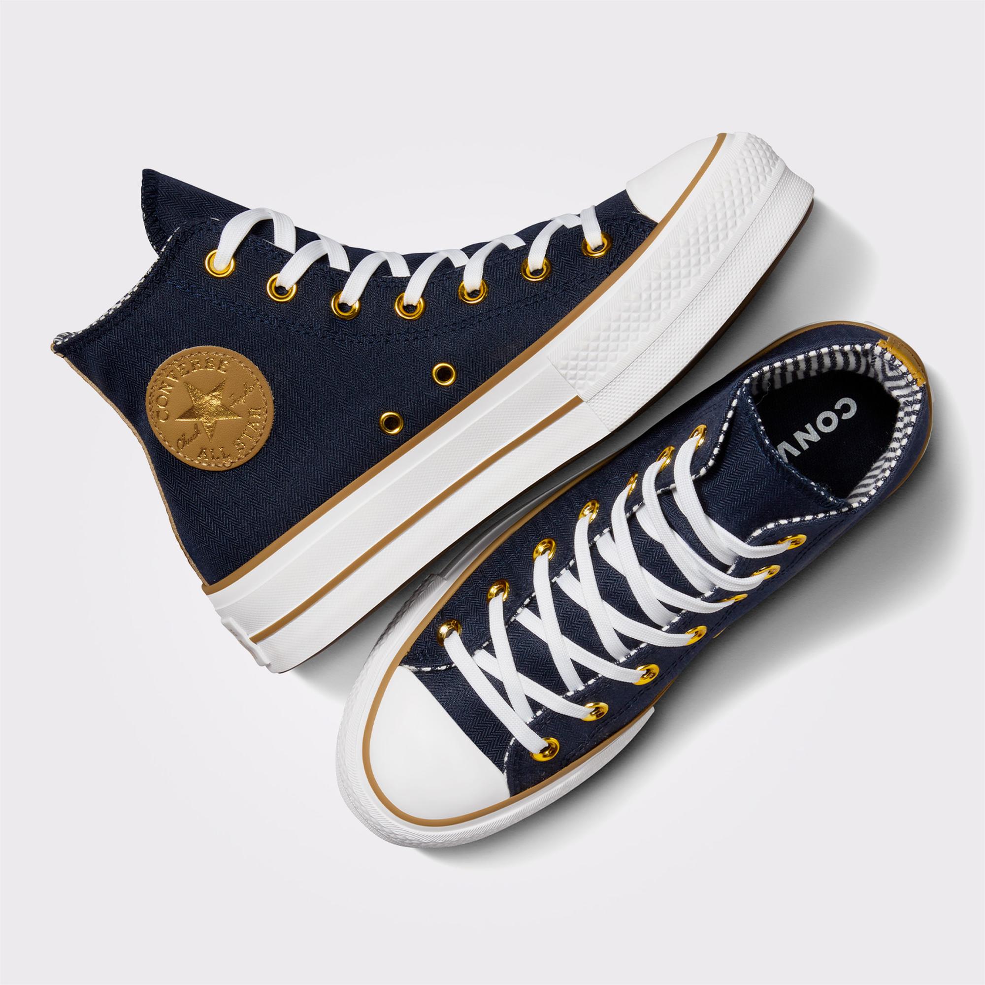 Converse Chuck Taylor All Star Lift Herringbone Stripe Kadın Lacivert Platform Sneaker
