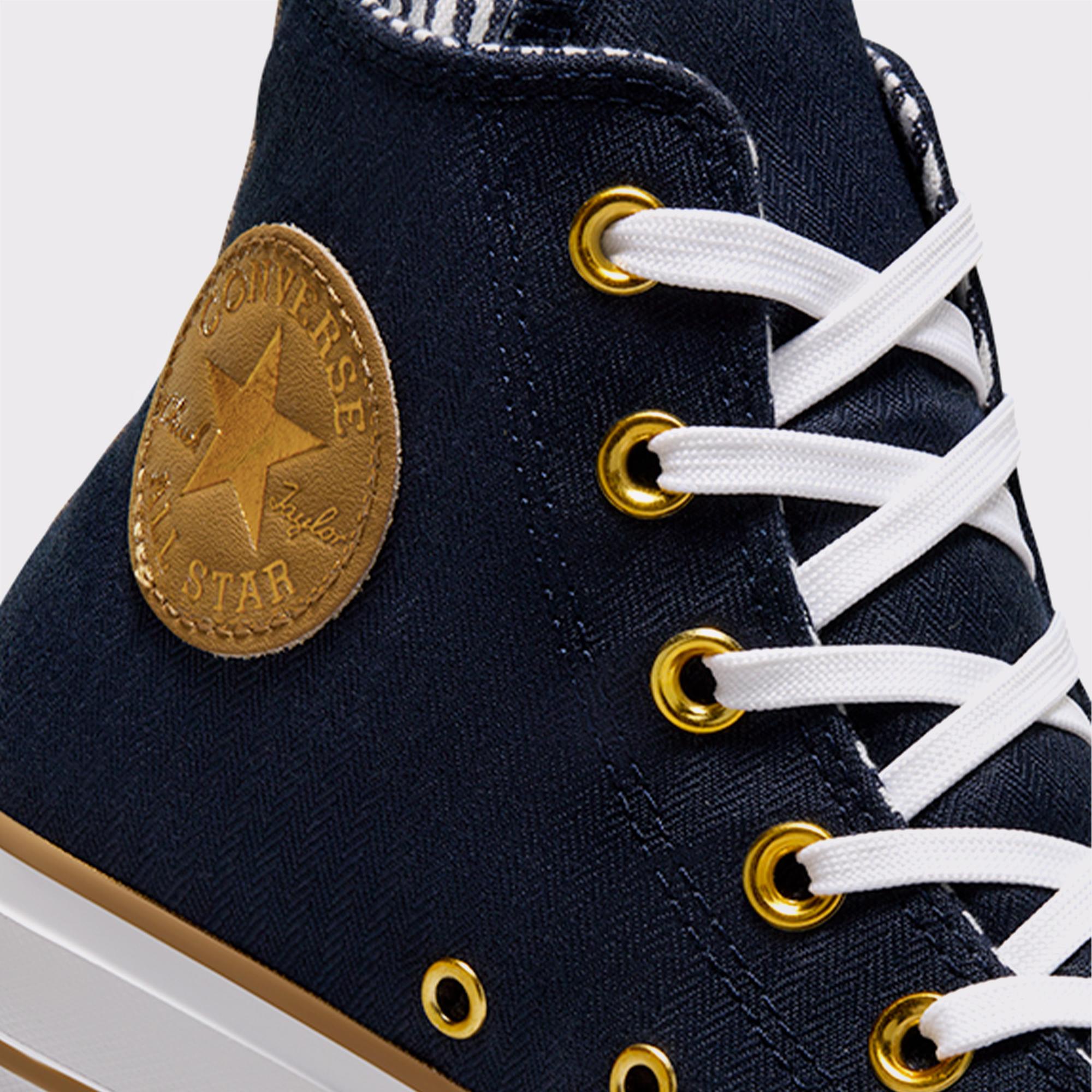 Converse Chuck Taylor All Star Lift Herringbone Stripe Kadın Lacivert Platform Sneaker