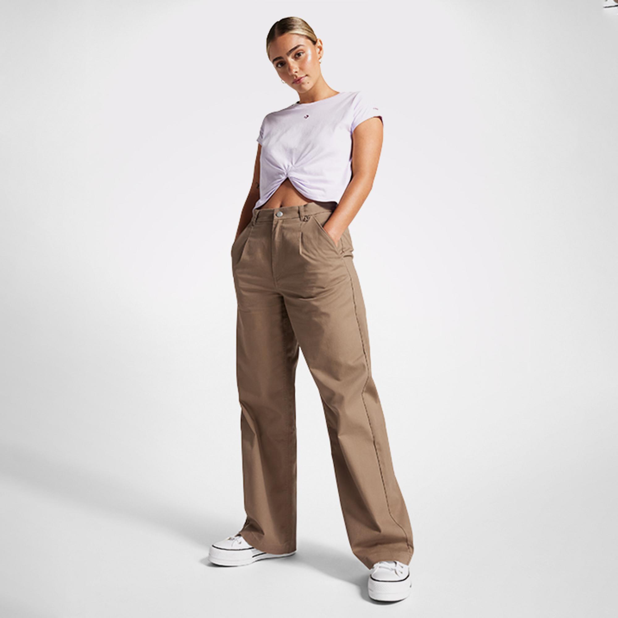 Converse Relaxed Wide Leg Kadın Bej Pantolon