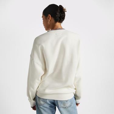  Converse Retro Oversized V-Yaka Kadın Krem Sweatshirt