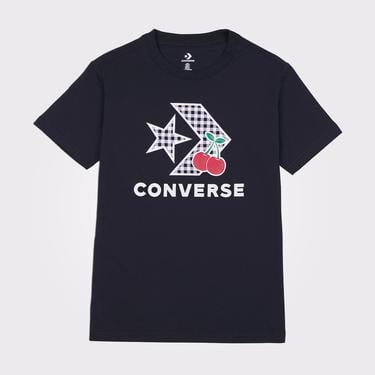  Converse Cherry Star Chevron Kadın Siyah T-Shirt