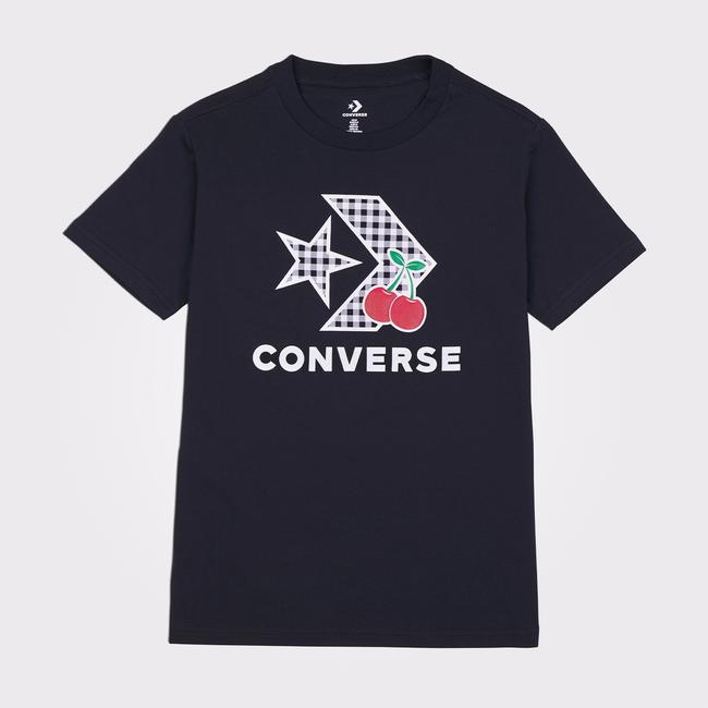 Converse Cherry Star Chevron Kadın Siyah T-Shirt