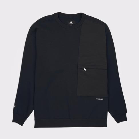  Converse Long Sleeve Crew Erkek Siyah Sweatshirt