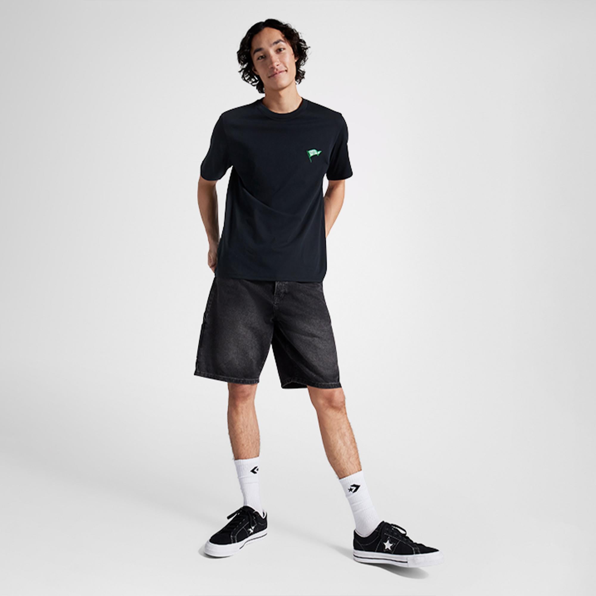 Converse Retro Flag Erkek Siyah T-Shirt