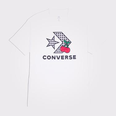  Converse Cherry Star Chevron Kadın Beyaz T-Shirt