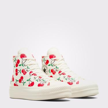 Converse Chuck Taylor All Star Lift Cherry Unisex Krem Platform Sneaker