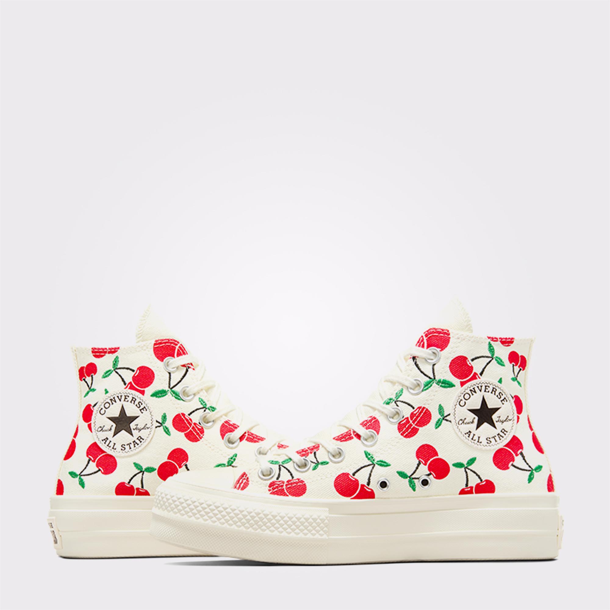 Converse Chuck Taylor All Star Lift Cherry Unisex Krem Platform Sneaker