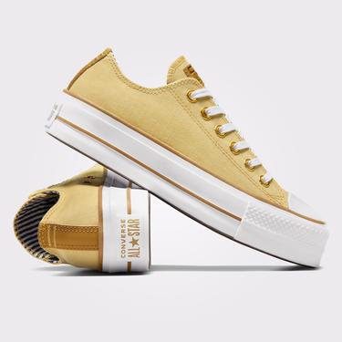  Converse Chuck Taylor All Star Lift Platform Herringbone Stripe Kadın Sarı Sneaker