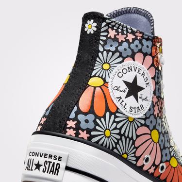  Converse Chuck Taylor All Star Lift Platform Floral Kadın Siyah Sneaker