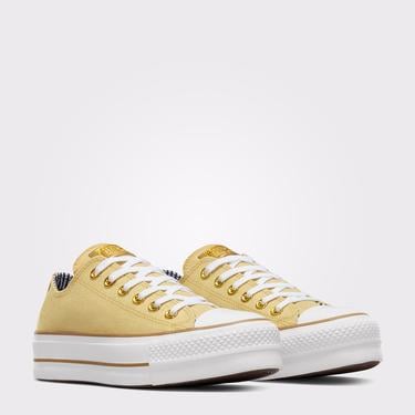  Converse Chuck Taylor All Star Lift Platform Herringbone Stripe Kadın Sarı Sneaker