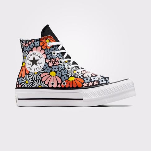  Converse Chuck Taylor All Star Lift Platform Floral Kadın Siyah Sneaker