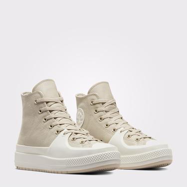  Converse Chuck Taylor All Star Construct Unisex Bej Deri Sneaker