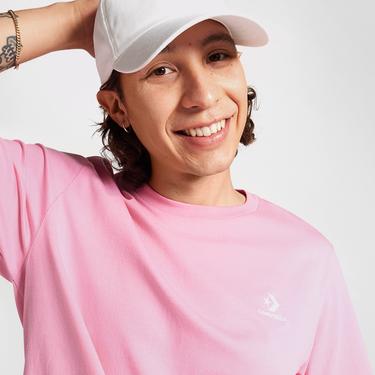  Converse Go-To Embroidered Star Chevron Standard-Fit Unisex Pembe T-Shirt