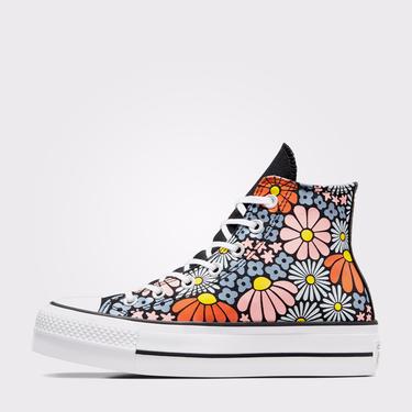  Converse Chuck Taylor All Star Lift Platform Floral Kadın Siyah Sneaker