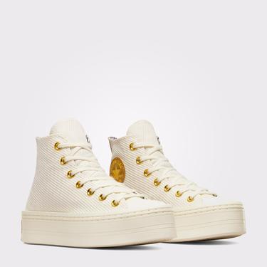  Converse Chuck Taylor All Star Modern Lift Corduroy Unisex Krem Platform Sneaker