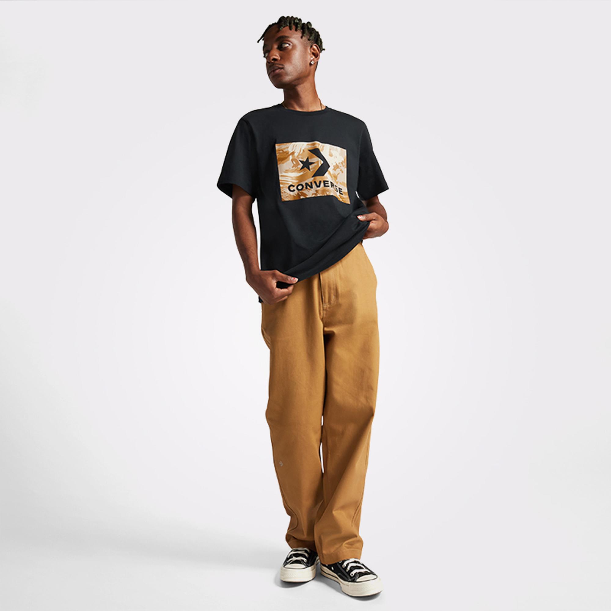 Converse Star Chevron Camo Desenli Erkek Siyah T-Shirt