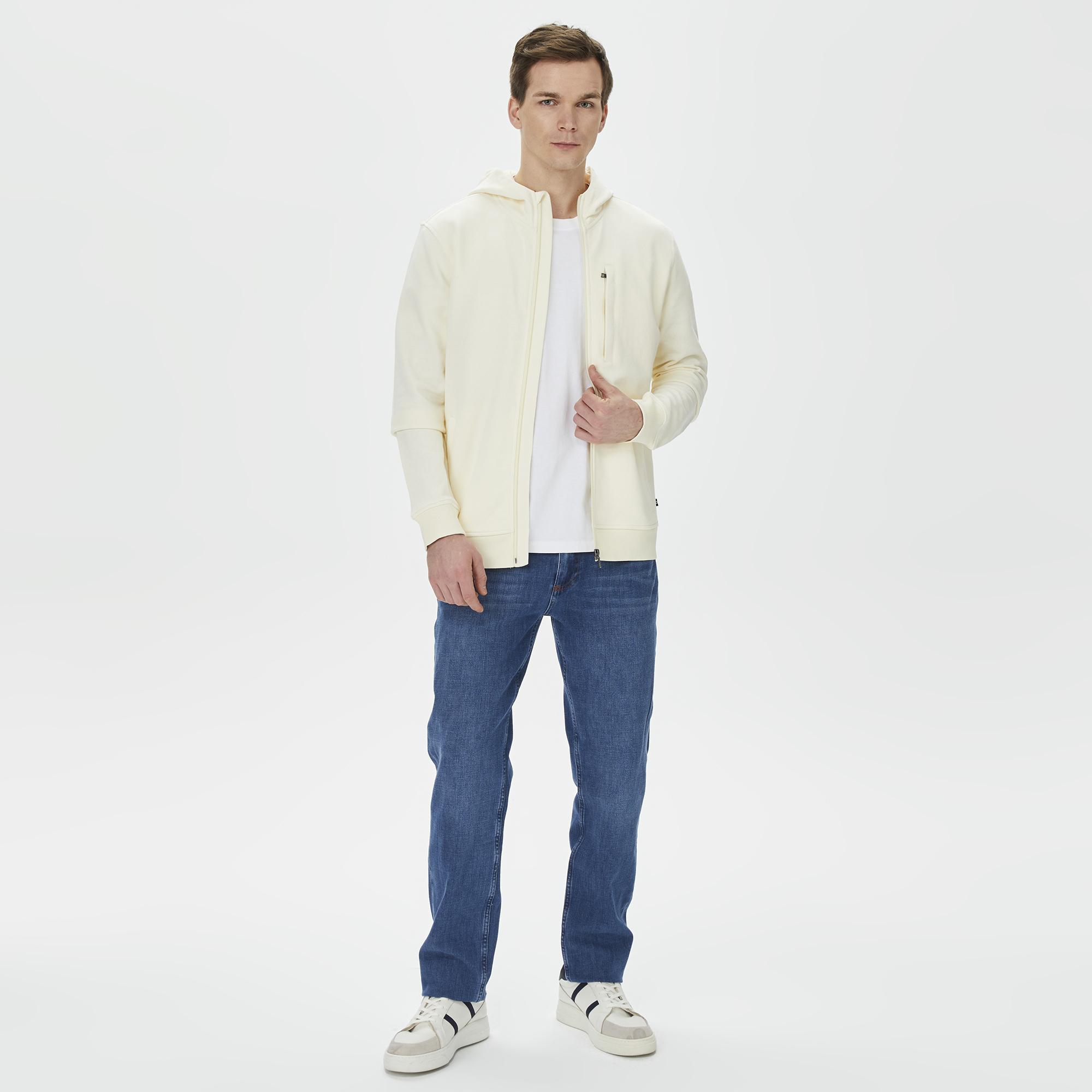 Nautica Erkek Krem Standart Fit Sweatshirt