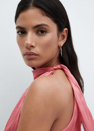  Mango Kadın Pilili Bağ Detaylı Bluz Pembe