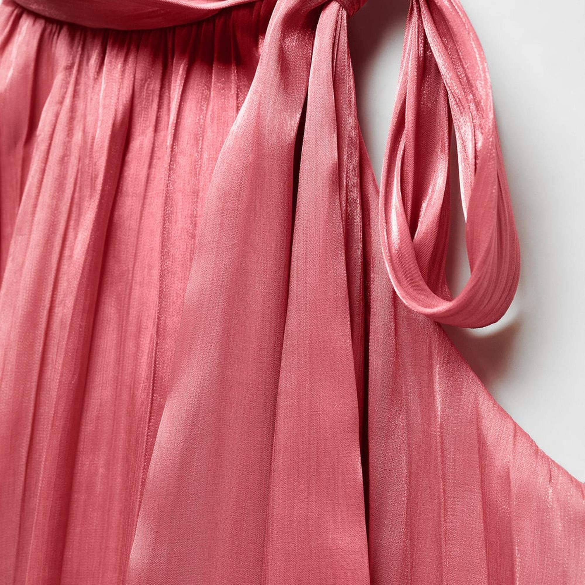 Mango Kadın Pilili Bağ Detaylı Bluz Pembe