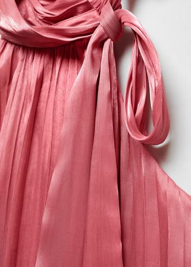  Mango Kadın Pilili Bağ Detaylı Bluz Pembe