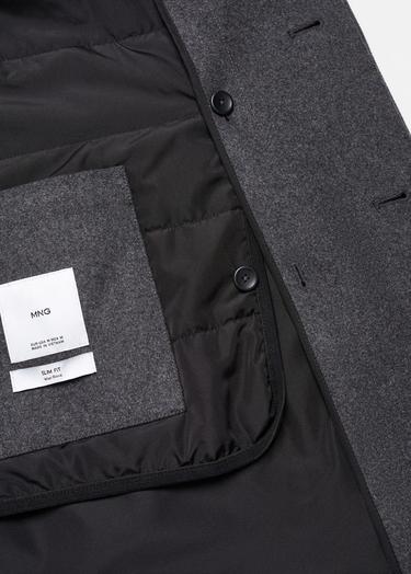 Mango Erkek Dik Yaka Yün Palto Orta Kırçıllı Gri