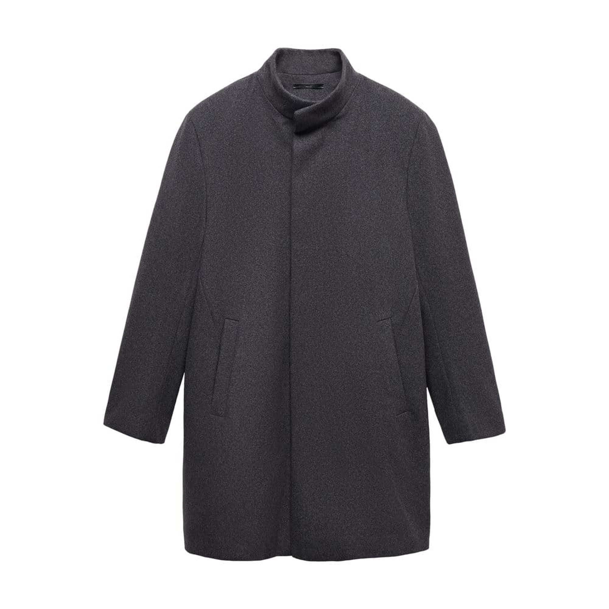Mango Erkek Dik Yaka Yün Palto Orta Kırçıllı Gri