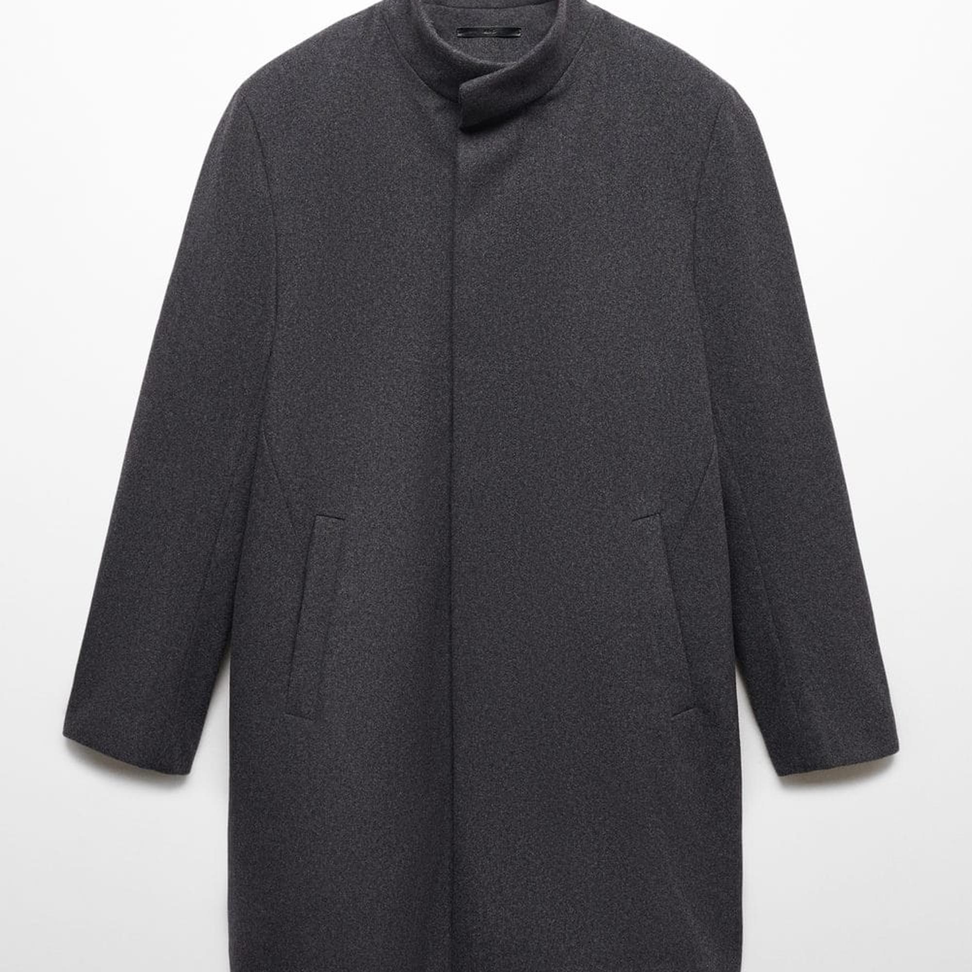 Mango Erkek Dik Yaka Yün Palto Orta Kırçıllı Gri