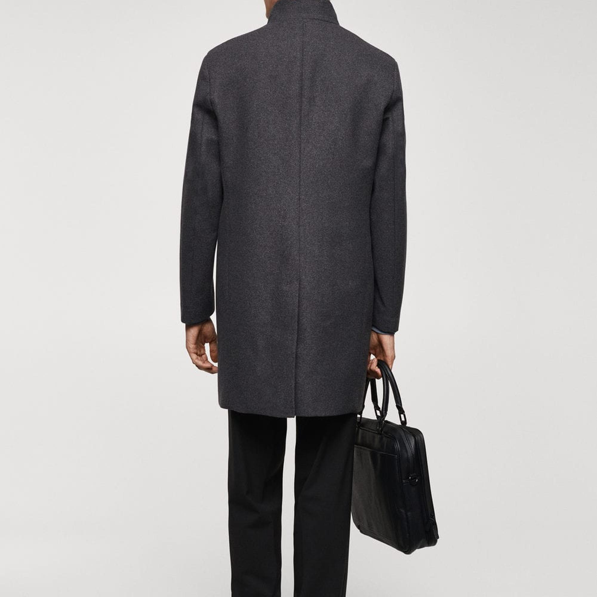 Mango Erkek Dik Yaka Yün Palto Orta Kırçıllı Gri