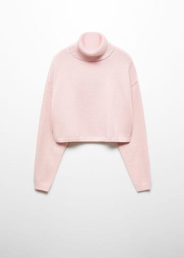  Mango Kadın Balıkçı Yaka Triko Kazak Pembe