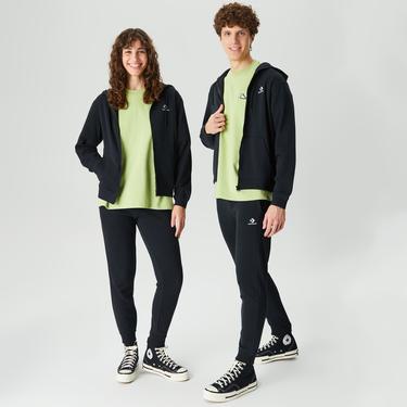  Converse Unisex Siyah Fermuarlı Hoodie