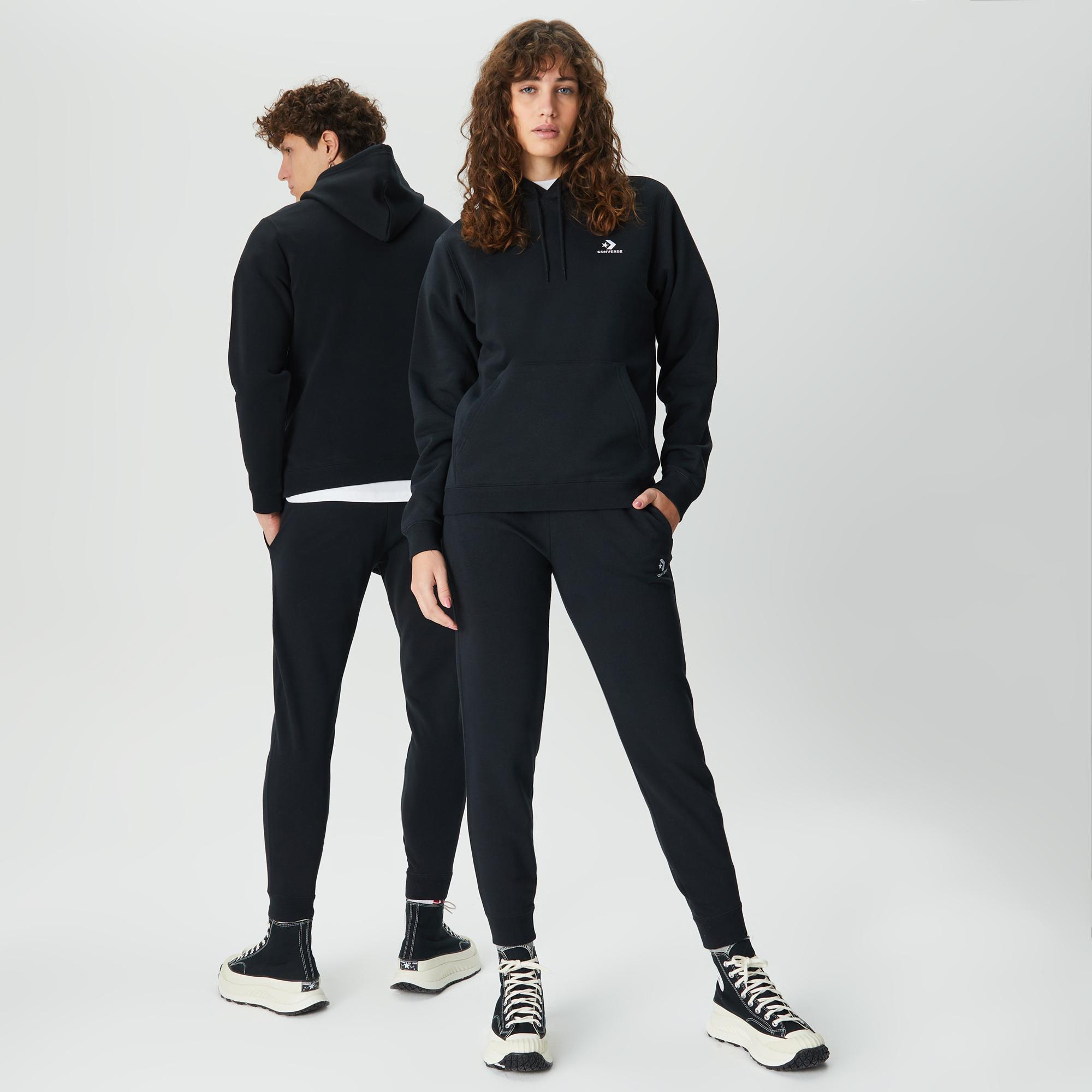 Converse Go-To Embroidered Star Chevron Brushed Back Fleece Unisex Siyah Hoodie