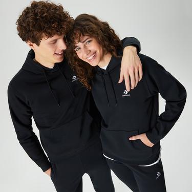  Converse Go-To Embroidered Star Chevron Brushed Back Fleece Unisex Siyah Hoodie