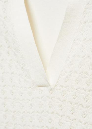  Mango Kadın Polo Yaka Kazak Kırık Beyaz