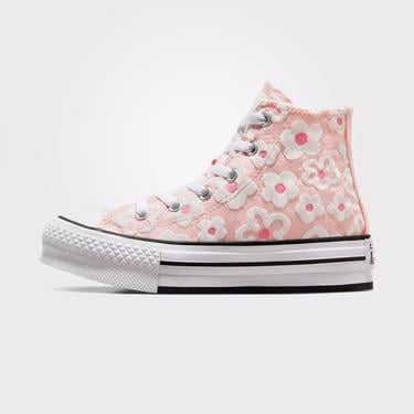  Converse Chuck Taylor All Star Lift Floral Embroidery Çocuk Pembe Platform Sneaker