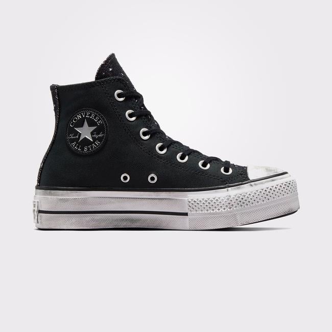  Converse Chuck Taylor All Star Lift Chrome Kadın Siyah Platform Sneaker