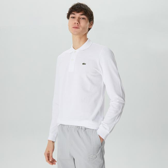  Lacoste Erkek Classic Fit Uzun Kollu Beyaz Polo