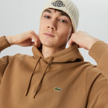  Erkek Classic Fit Kapüşonlu Kahverengi Sweatshirt