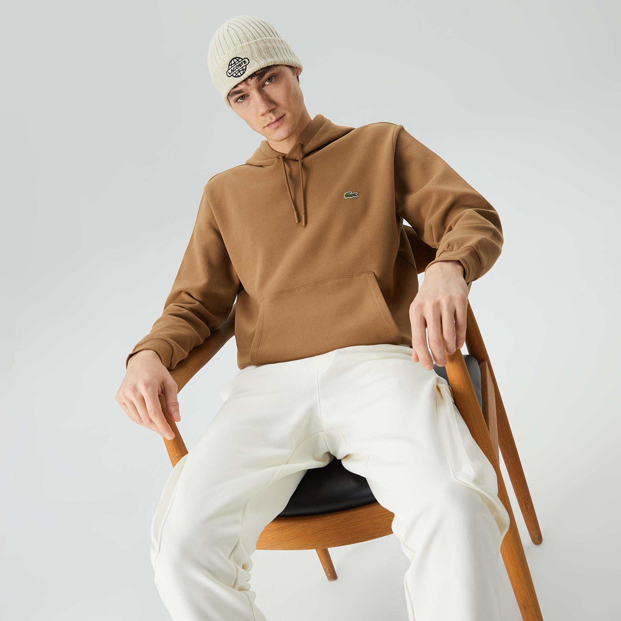 Lacoste Erkek Classic Fit Kapüşonlu Kahverengi Sweatshirt