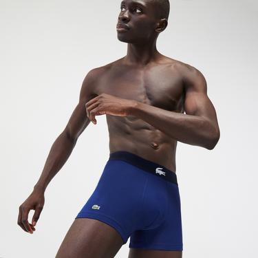  Lacoste Erkek Desenli 3'lü Lacivert Boxer