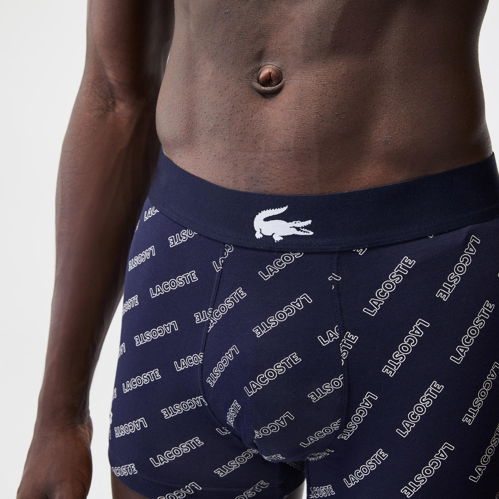 Lacoste Erkek Desenli 3'lü Lacivert Boxer