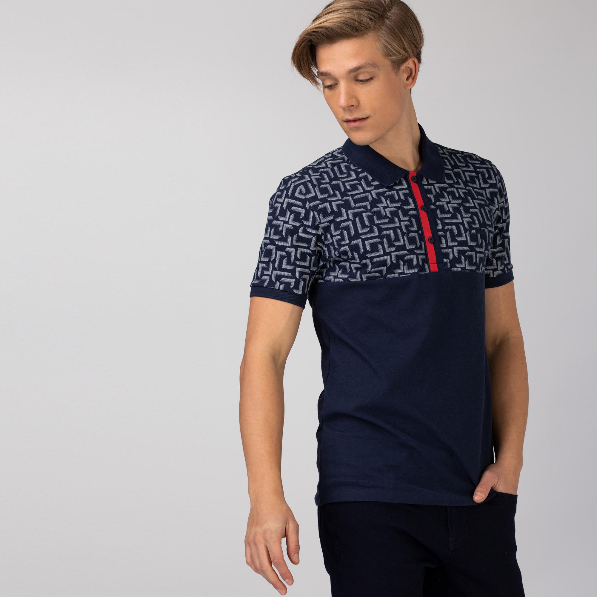 Lacoste Erkek Slim Fit Desenli Lacivert Polo