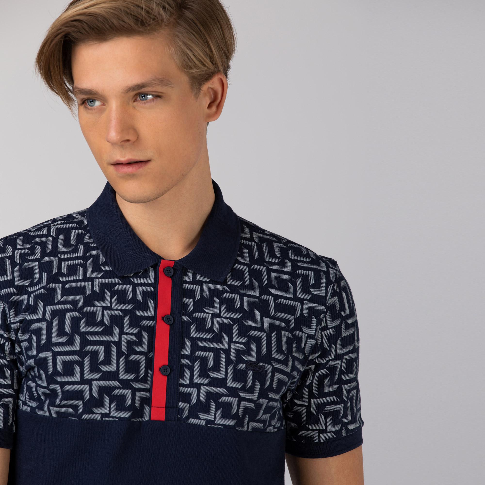 Lacoste Erkek Slim Fit Desenli Lacivert Polo