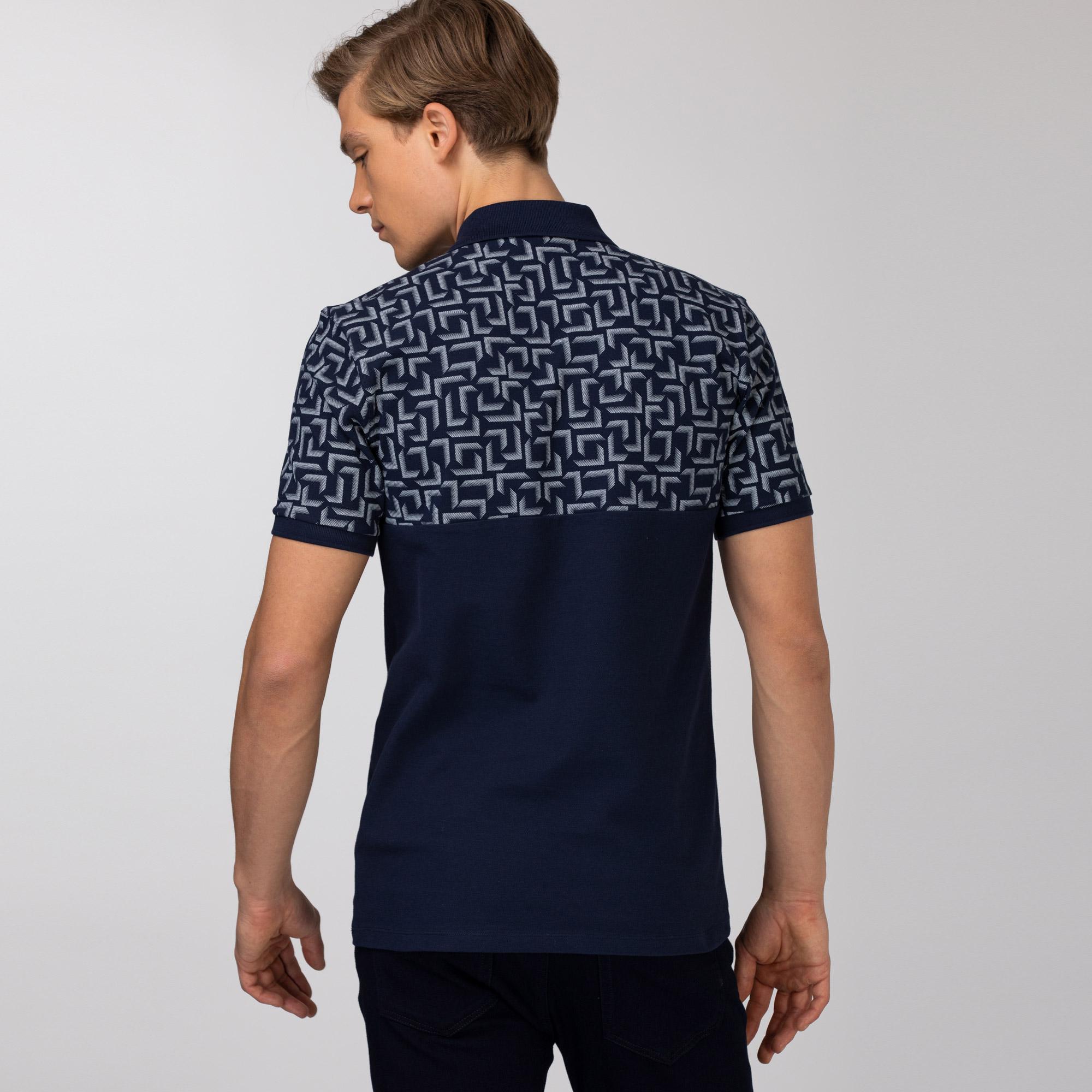 Lacoste Erkek Slim Fit Desenli Lacivert Polo