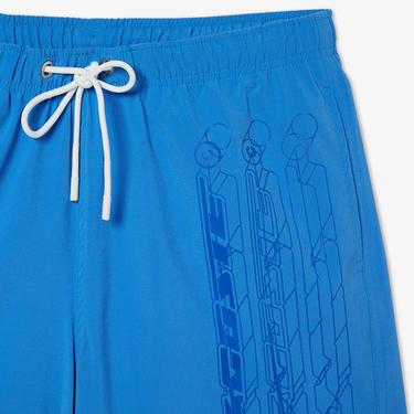  Erkek Baskılı Mavi Mayo Şort