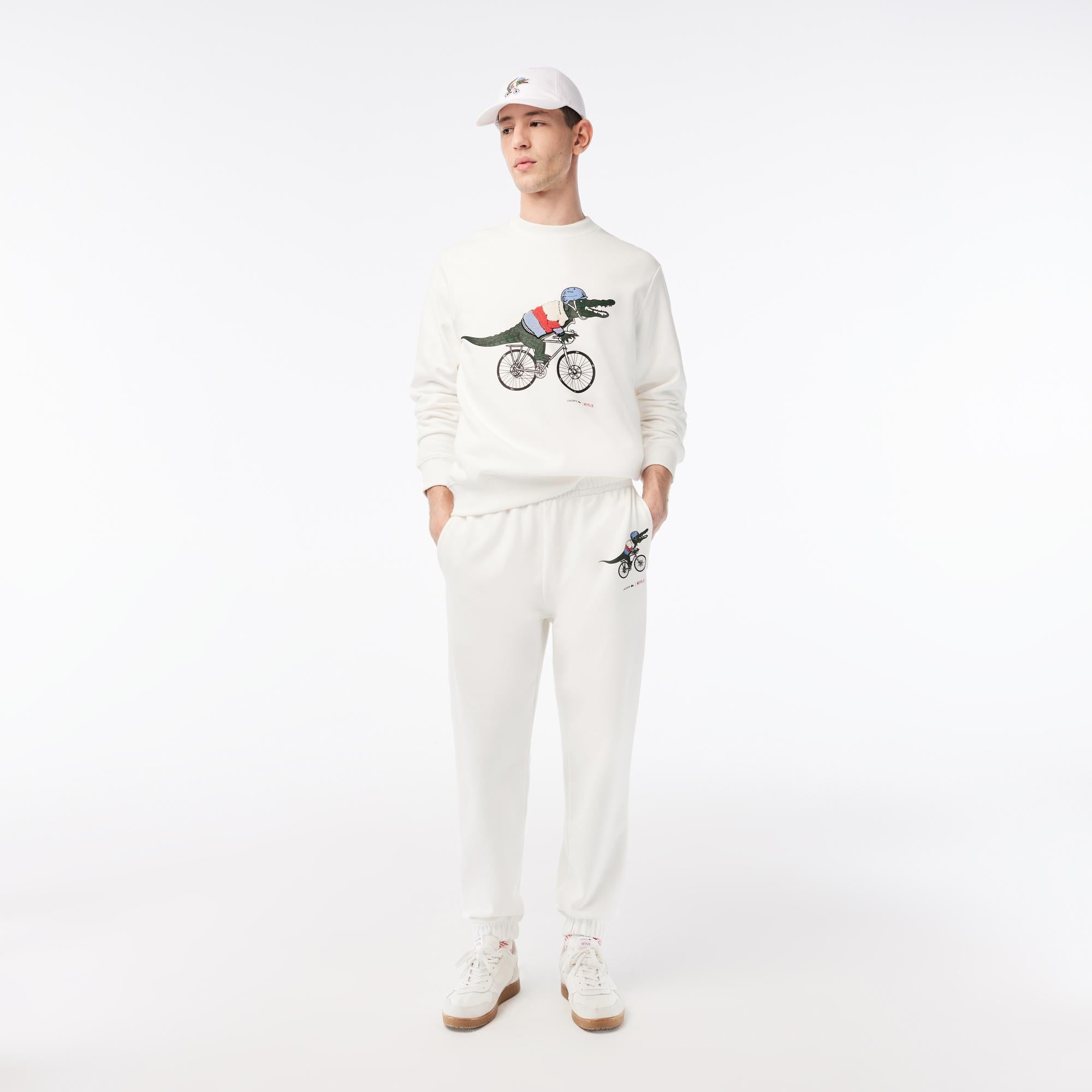 Netflix Erkek Regular Fit Baskılı Beyaz Eşofman Altı