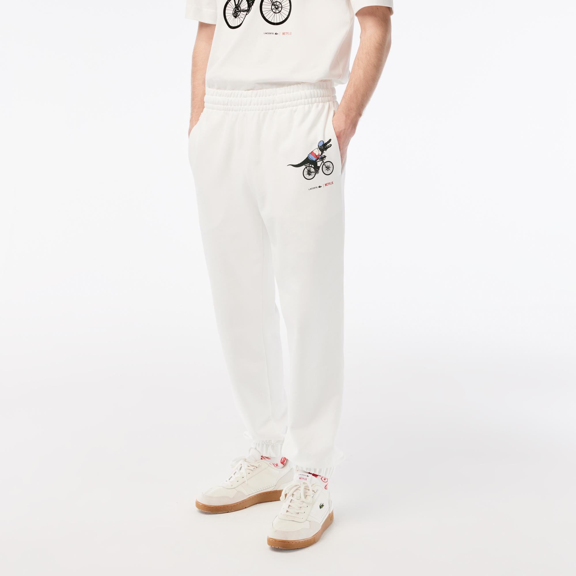 Netflix Erkek Regular Fit Baskılı Beyaz Eşofman Altı