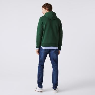  Erkek Classic Fit Kapüşonlu Yeşil Sweatshirt