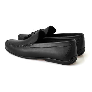  Brendan Siyah Erkek Deri Loafer